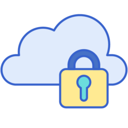 Graphic of a cloud with a lock, symbolizing secure cloud-based solutions with the TrialKit platform